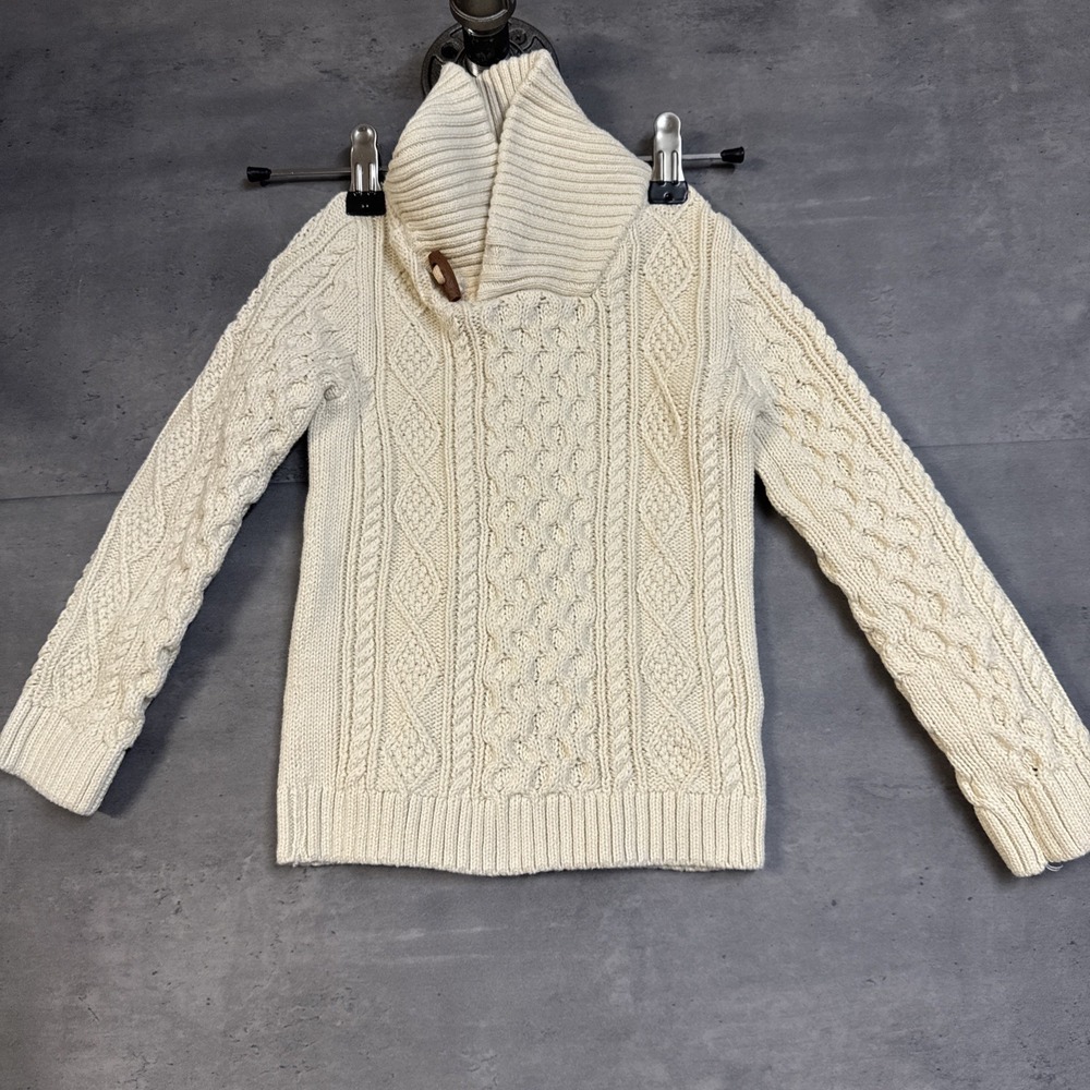 Kids Tommy Bahama cream cable-knit sweater Cozy Shawl Collar Wooden Button 4t